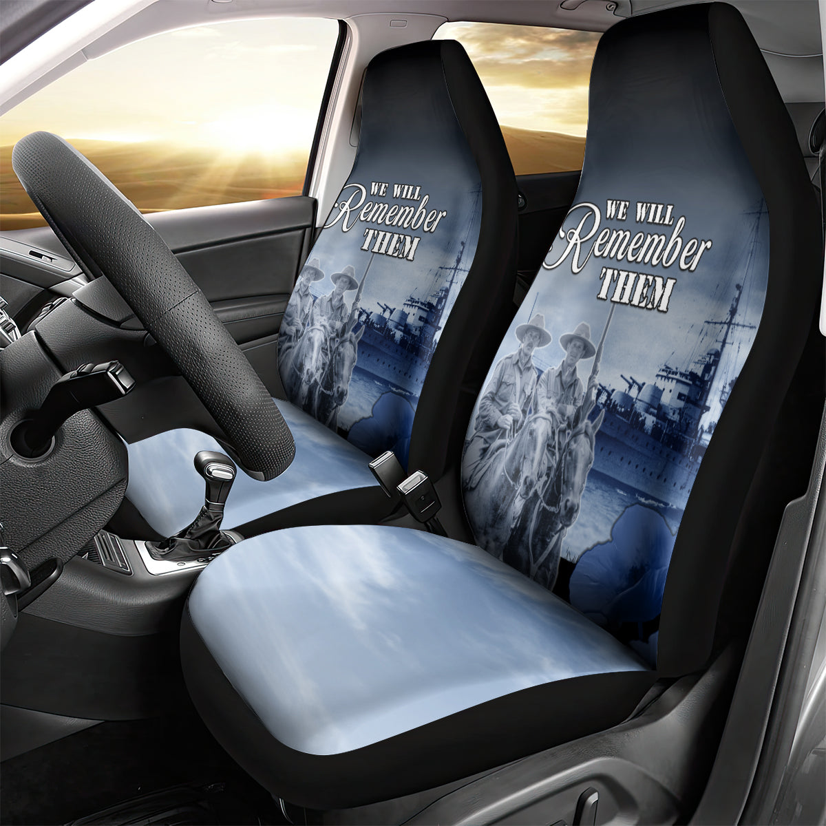 New Zealand ANZAC Day Car Seat Cover HMNZS Achilles We Will Remember Them LT05 - Polynesian Pride