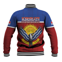 Kiribati 45th Independence Day Baseball Jacket Lesser Frigatebird Tribal Pattern