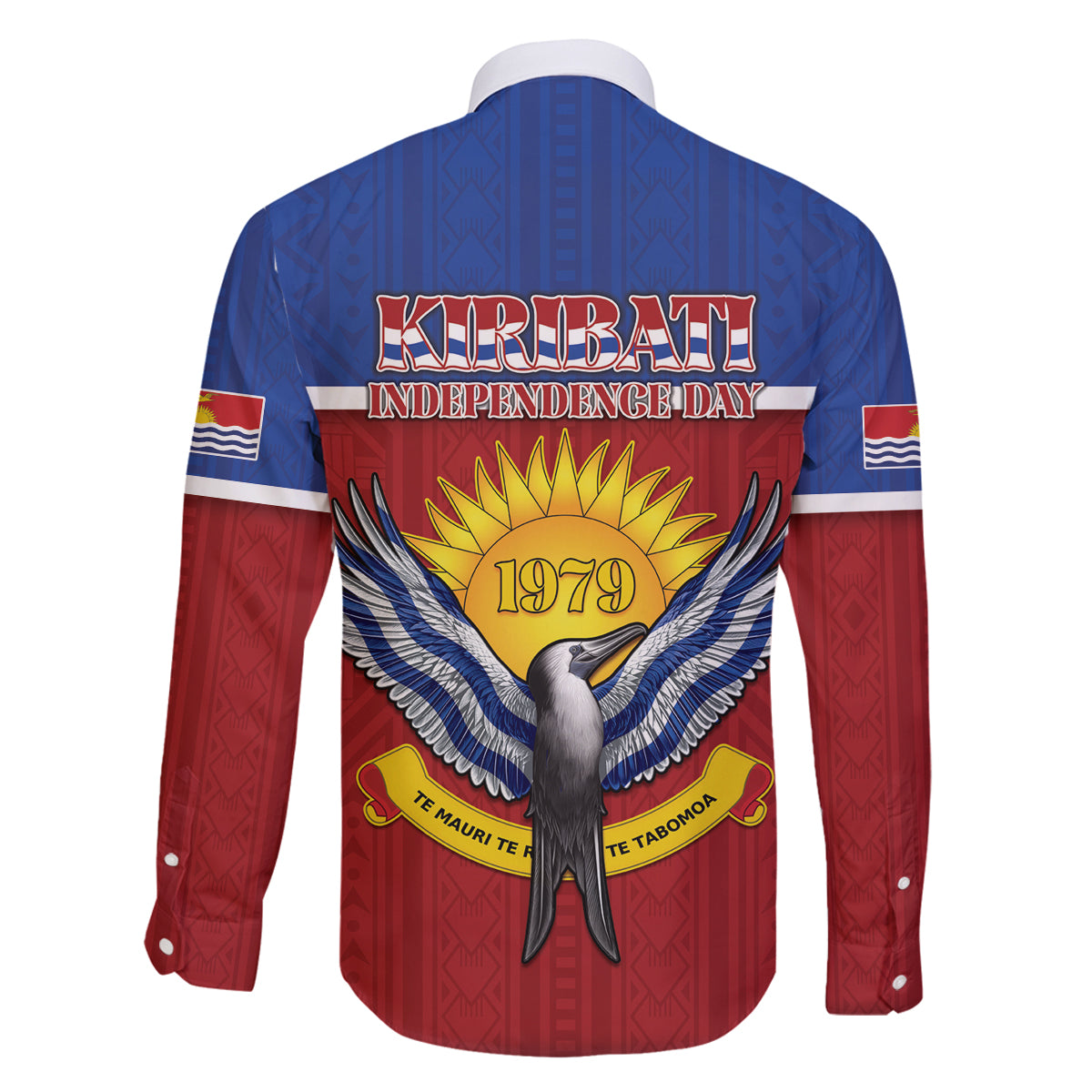 Kiribati 45th Independence Day Family Matching Off Shoulder Maxi Dress and Hawaiian Shirt Lesser Frigatebird Tribal Pattern