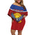 Kiribati 45th Independence Day Family Matching Off Shoulder Short Dress and Hawaiian Shirt Lesser Frigatebird Tribal Pattern