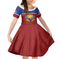 Kiribati 45th Independence Day Family Matching Short Sleeve Bodycon Dress and Hawaiian Shirt Lesser Frigatebird Tribal Pattern LT05 Daughter's Dress Red - Polynesian Pride