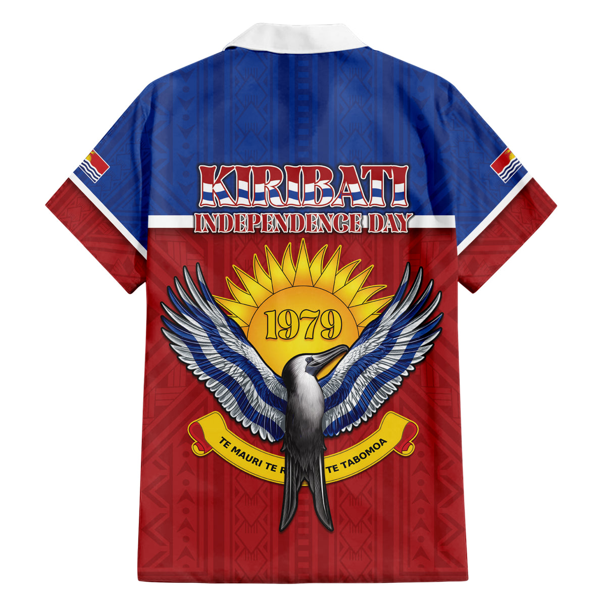 Kiribati 45th Independence Day Family Matching Short Sleeve Bodycon Dress and Hawaiian Shirt Lesser Frigatebird Tribal Pattern LT05 - Polynesian Pride