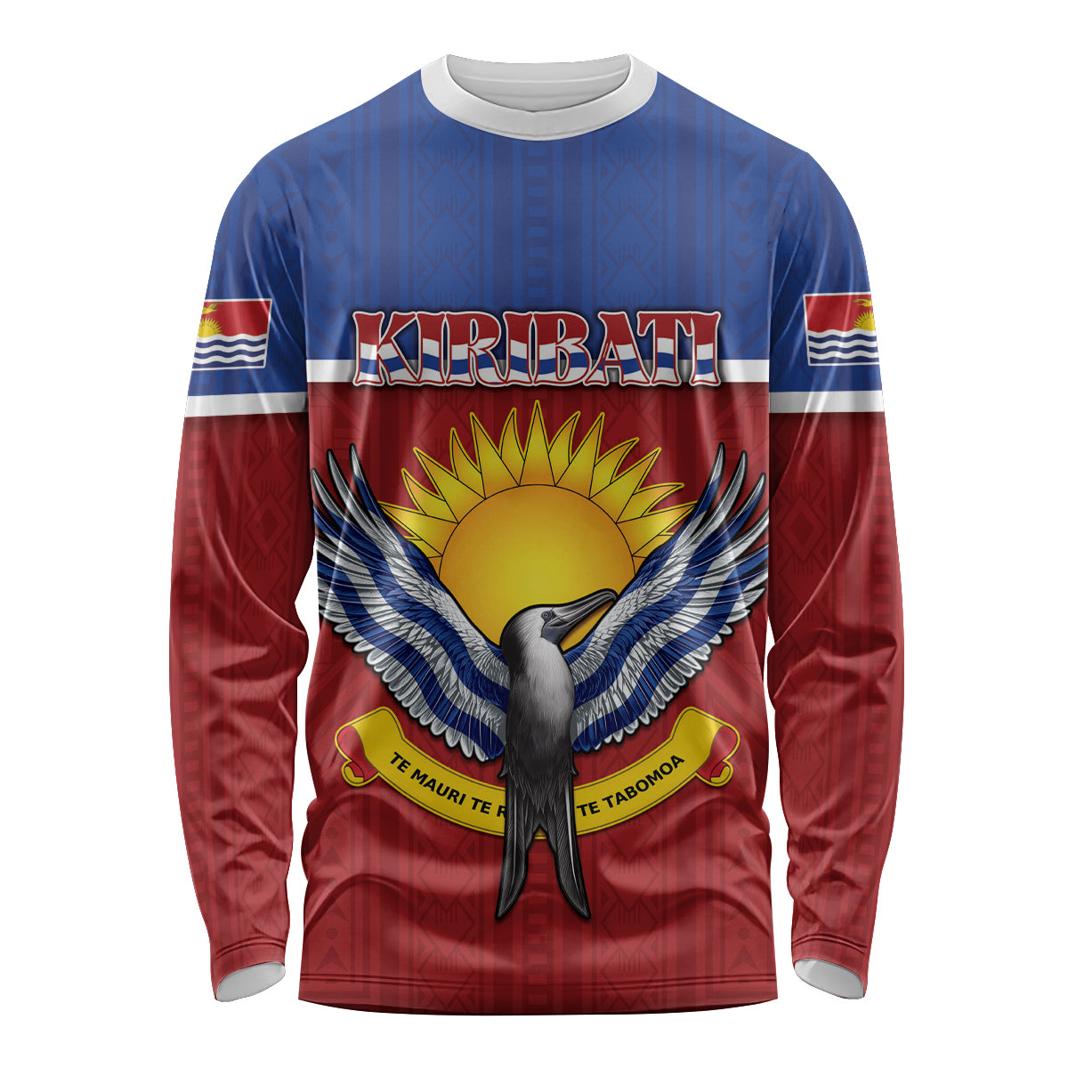 Kiribati 45th Independence Day Long Sleeve Shirt Lesser Frigatebird Tribal Pattern