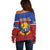 Kiribati 45th Independence Day Off Shoulder Sweater Lesser Frigatebird Tribal Pattern