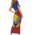 Kiribati 45th Independence Day Short Sleeve Bodycon Dress Lesser Frigatebird Tribal Pattern