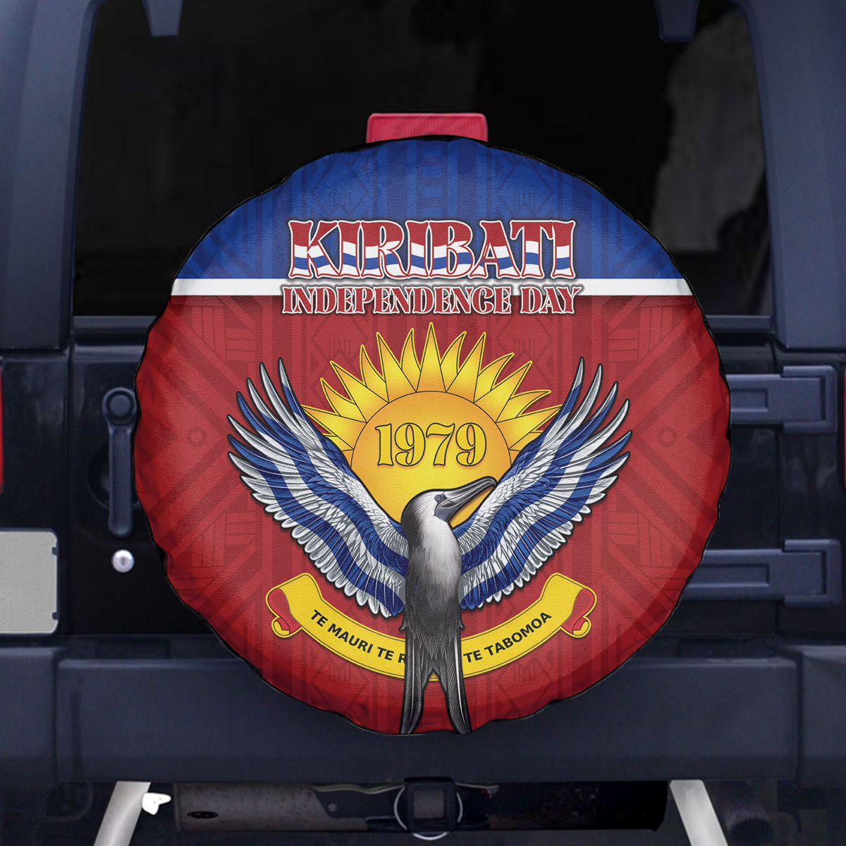 Kiribati 45th Independence Day Spare Tire Cover Lesser Frigatebird Tribal Pattern