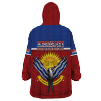 Kiribati 45th Independence Day Wearable Blanket Hoodie Lesser Frigatebird Tribal Pattern