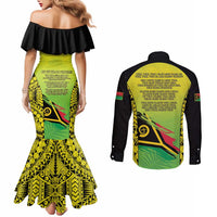 Vanuatu 45th Independence Couples Matching Mermaid Dress and Long Sleeve Button Shirt Special Style - Polynesian Pride