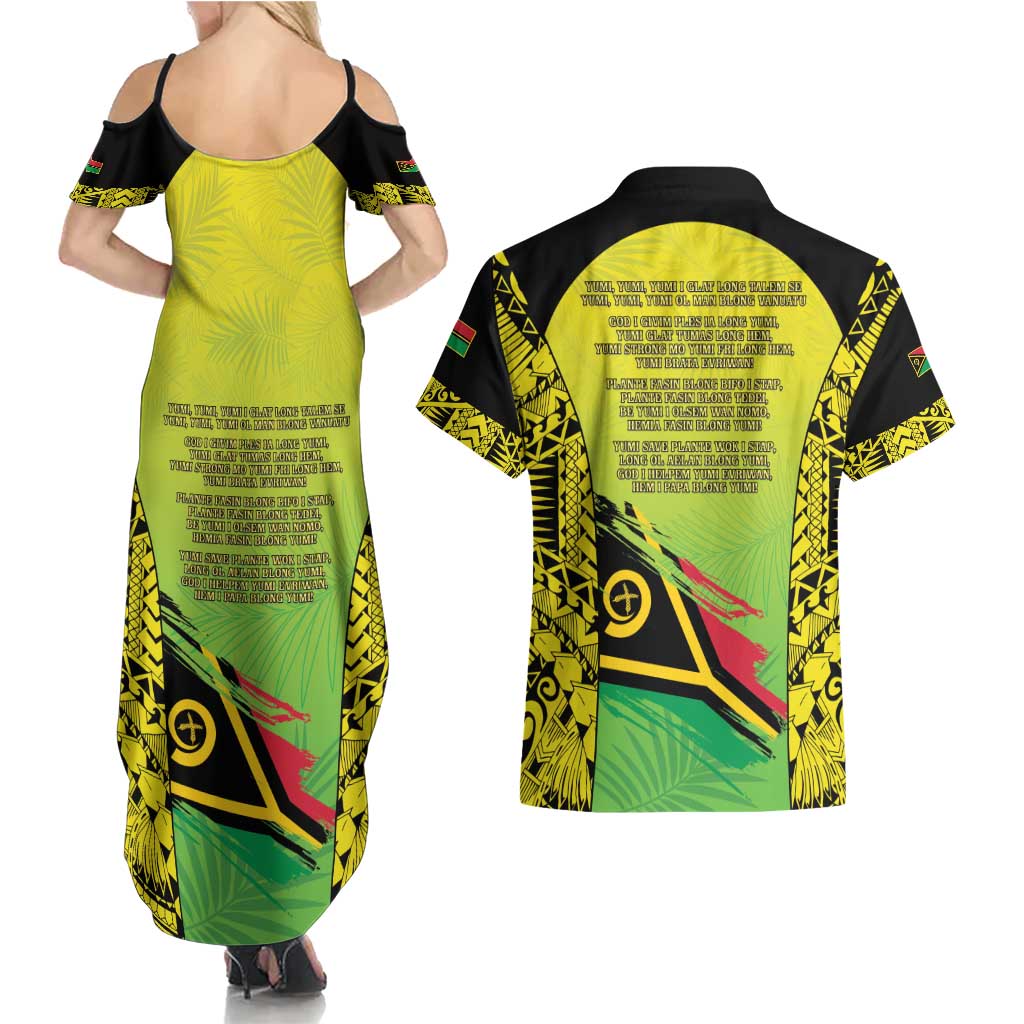 Vanuatu 45th Independence Couples Matching Summer Maxi Dress and Hawaiian Shirt Special Style - Polynesian Pride