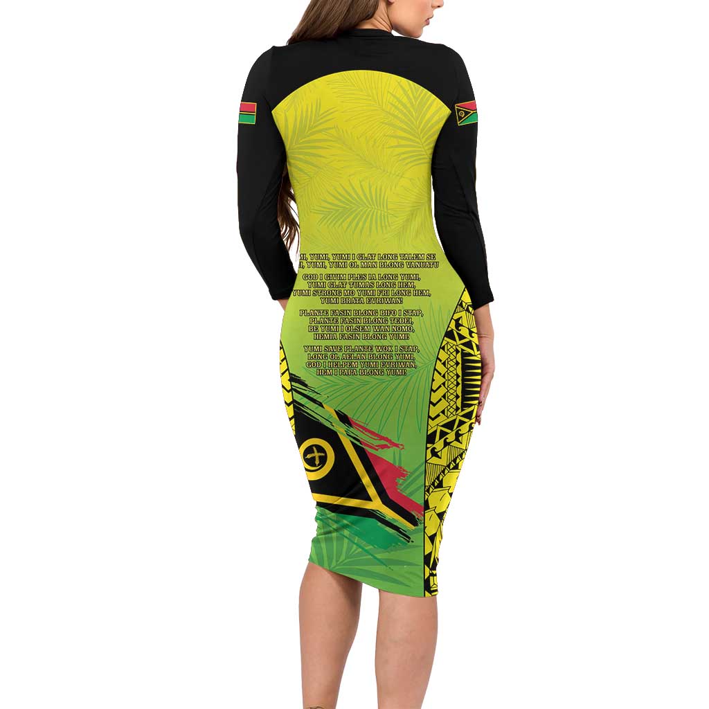 Vanuatu 45th Independence Family Matching Long Sleeve Bodycon Dress and Hawaiian Shirt Special Style - Polynesian Pride