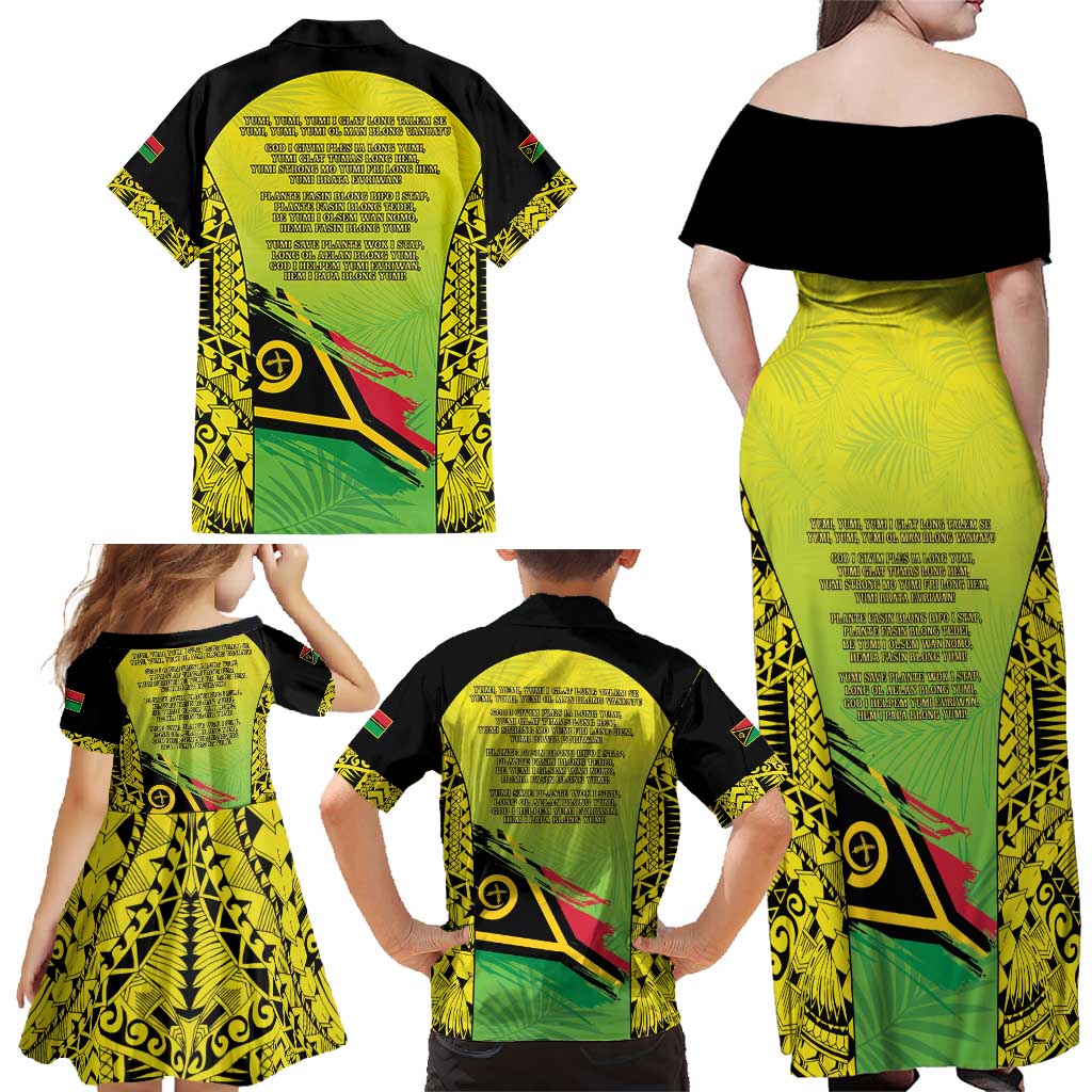Vanuatu 45th Independence Family Matching Off Shoulder Maxi Dress and Hawaiian Shirt Special Style - Polynesian Pride