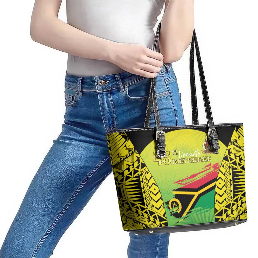 Vanuatu 45th Independence Leather Tote Bag Special Style - Polynesian Pride