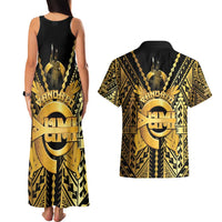 Vanuatu 45th Anniversary Of Independence Couples Matching Tank Maxi Dress and Hawaiian Shirt Gold Style - Polynesian Pride