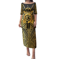 Vanuatu 45th Anniversary Of Independence Family Matching Puletasi and Hawaiian Shirt Gold Style - Polynesian Pride