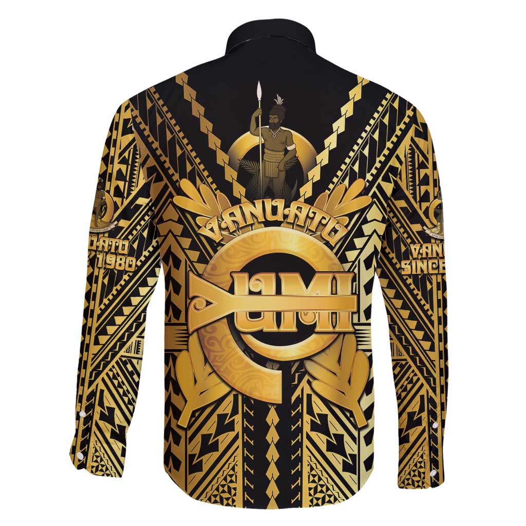 Vanuatu 45th Anniversary Of Independence Family Matching Short Sleeve Bodycon Dress and Hawaiian Shirt Gold Style - Polynesian Pride