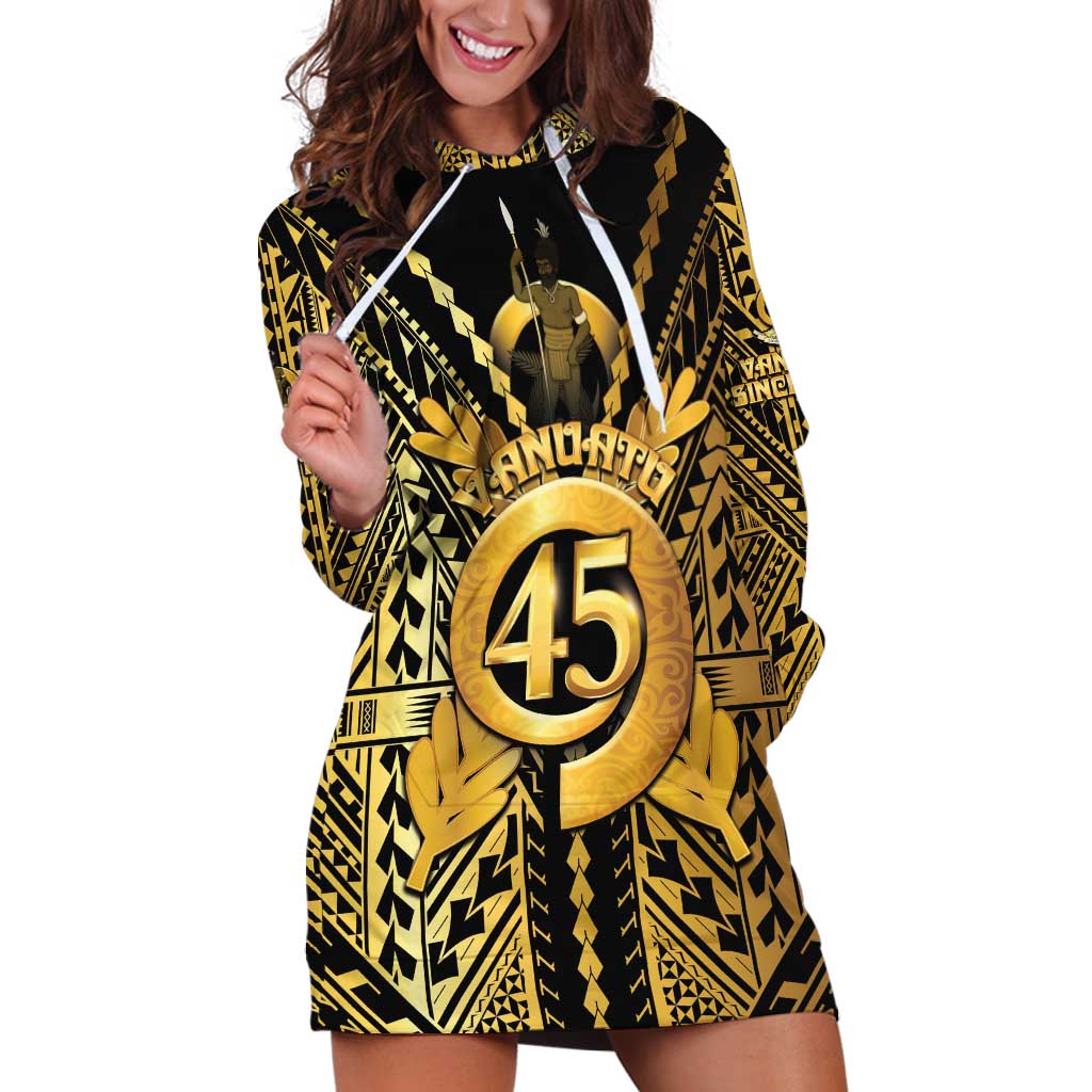 Vanuatu 45th Anniversary Of Independence Hoodie Dress Gold Style - Polynesian Pride