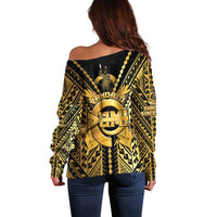 Vanuatu 45th Anniversary Of Independence Off Shoulder Sweater Gold Style - Polynesian Pride