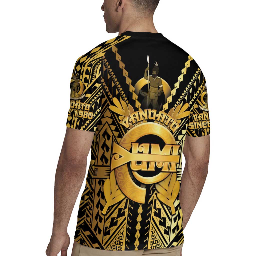 Vanuatu 45th Anniversary Of Independence Rugby Jersey Gold Style - Polynesian Pride