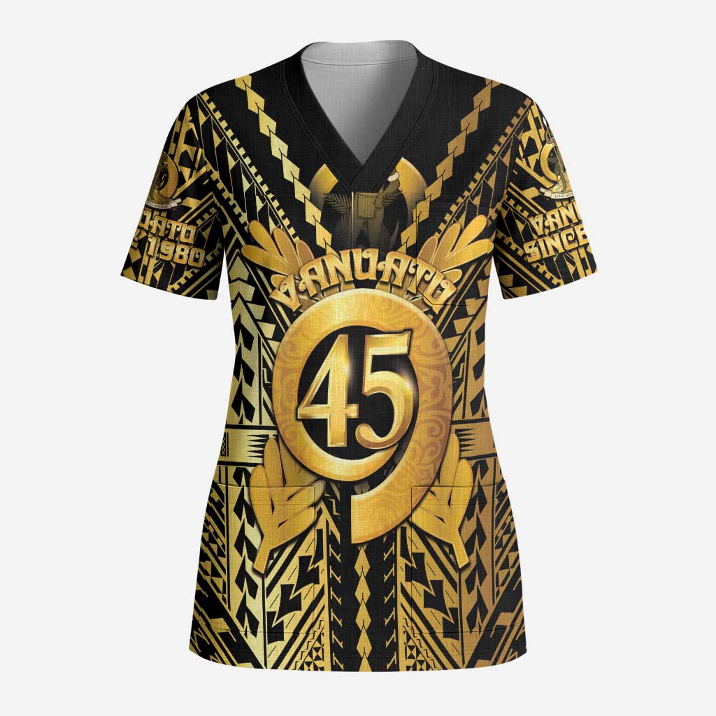 Vanuatu 45th Anniversary Of Independence Scrub Top Gold Style - Polynesian Pride