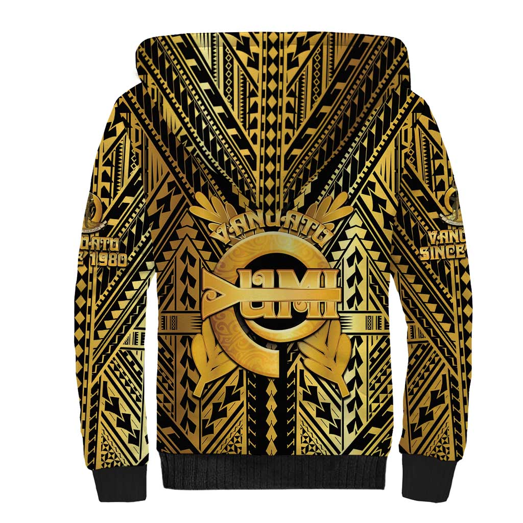 Vanuatu 45th Anniversary Of Independence Sherpa Hoodie Gold Style - Polynesian Pride