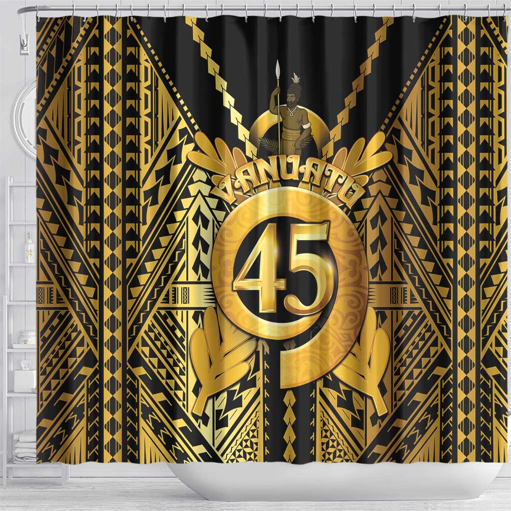 Vanuatu 45th Anniversary Of Independence Shower Curtain Gold Style - Polynesian Pride