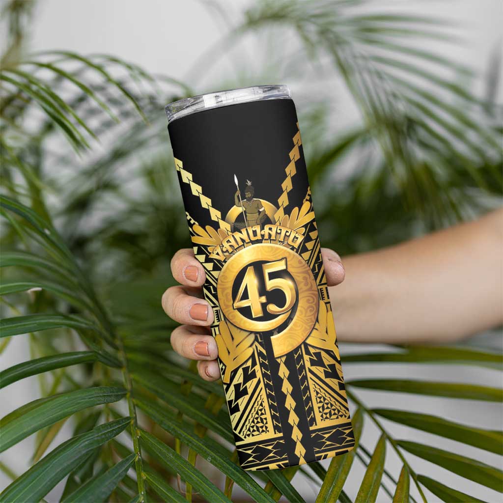 Vanuatu 45th Anniversary Of Independence Skinny Tumbler Gold Style - Polynesian Pride