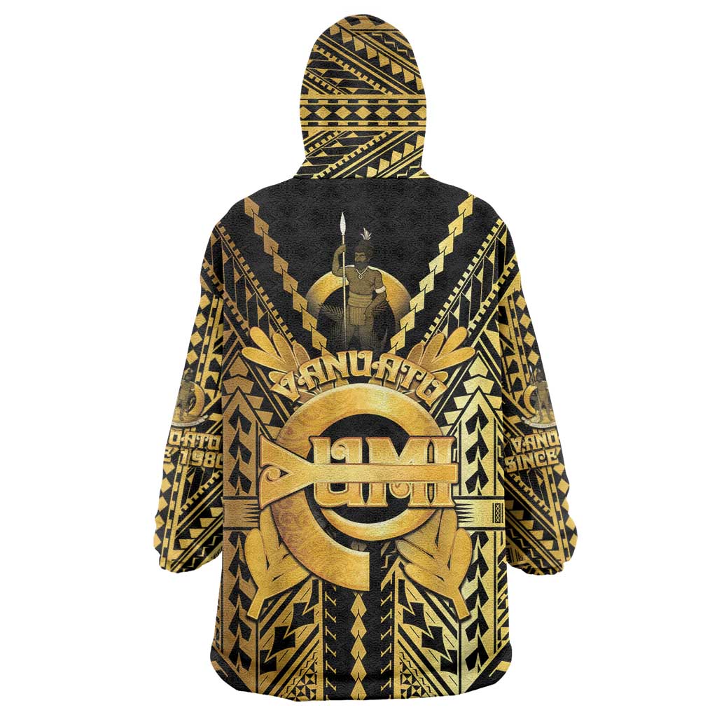 Vanuatu 45th Anniversary Of Independence Wearable Blanket Hoodie Gold Style - Polynesian Pride
