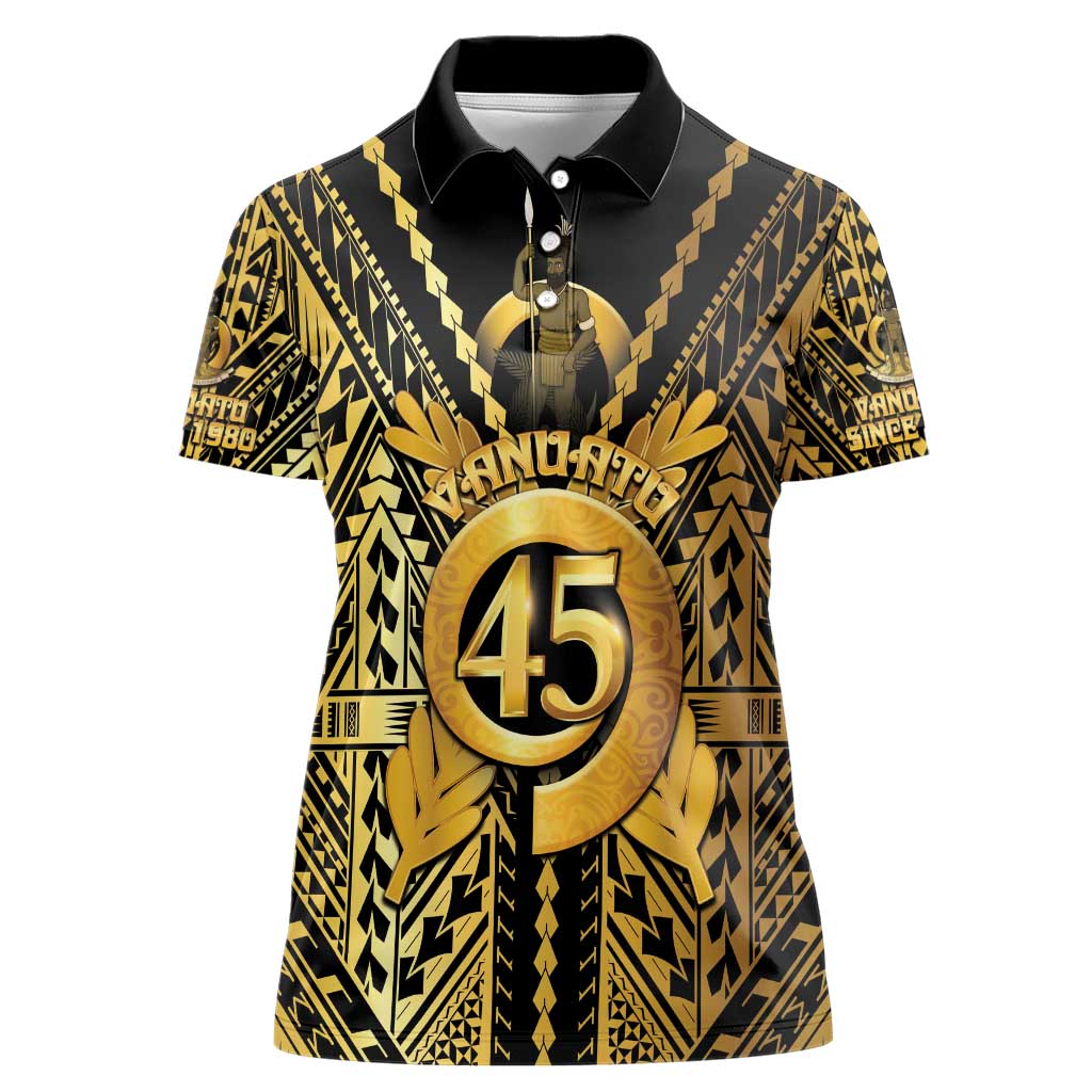 Vanuatu 45th Anniversary Of Independence Women Polo Shirt Gold Style - Polynesian Pride