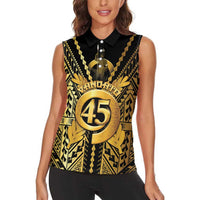 Vanuatu 45th Anniversary Of Independence Women Sleeveless Polo Shirt Gold Style - Polynesian Pride