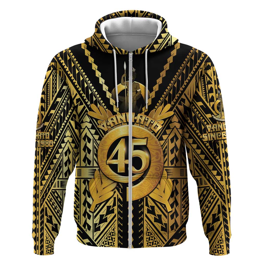 Vanuatu 45th Anniversary Of Independence Zip Hoodie Gold Style - Polynesian Pride