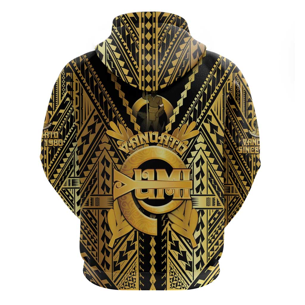 Vanuatu 45th Anniversary Of Independence Zip Hoodie Gold Style - Polynesian Pride