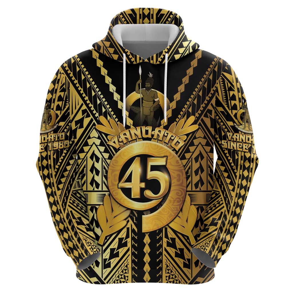 Vanuatu 45th Anniversary Of Independence Zip Hoodie Gold Style - Polynesian Pride