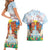 Hawaii And Japan Okinawa Couples Matching Short Sleeve Bodycon Dress and Hawaiian Shirt Aloha Gozaimasu Tiki With Shisa