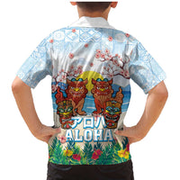 Hawaii And Japan Okinawa Family Matching Mermaid Dress and Hawaiian Shirt Aloha Gozaimasu Tiki With Shisa