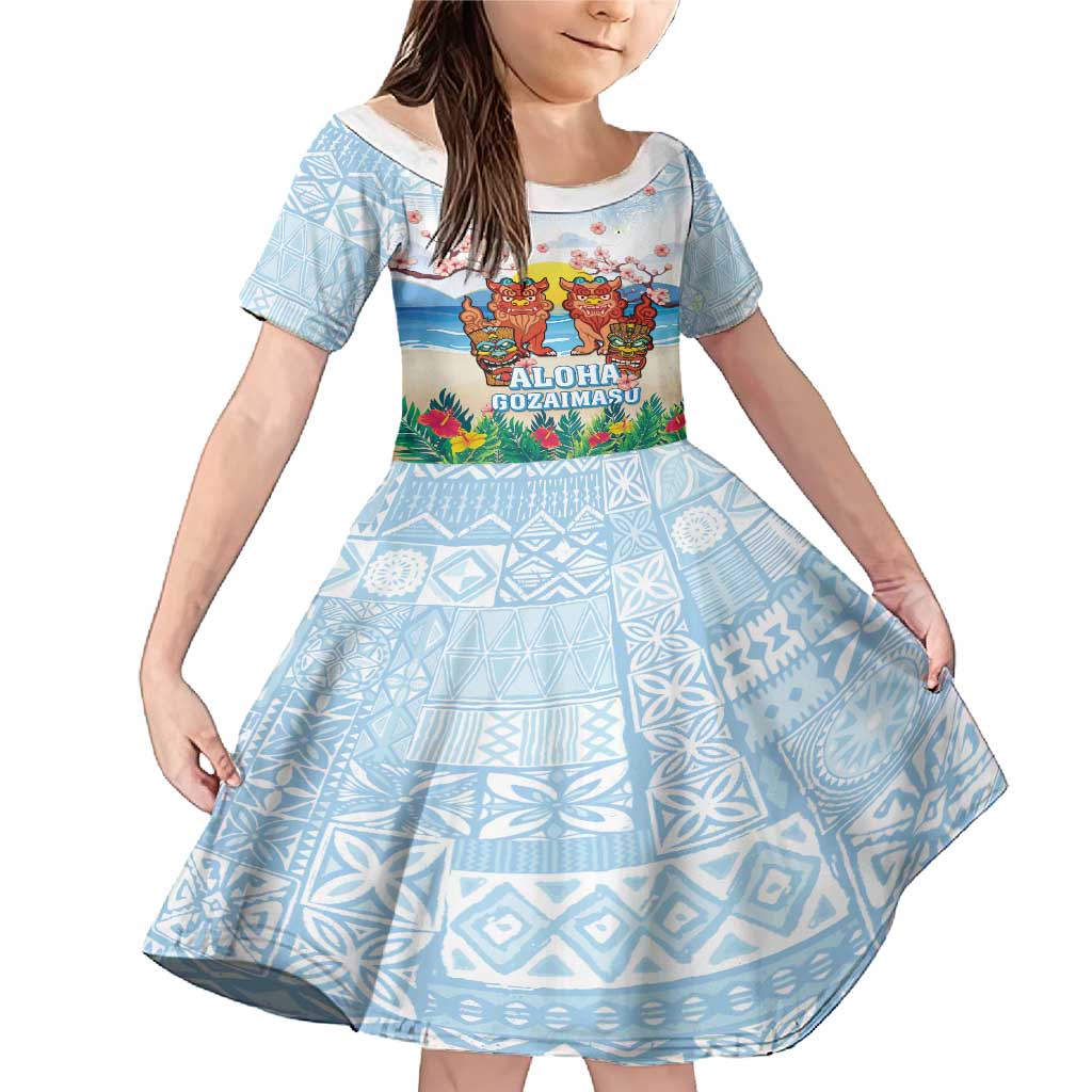 Hawaii And Japan Okinawa Family Matching Mermaid Dress and Hawaiian Shirt Aloha Gozaimasu Tiki With Shisa