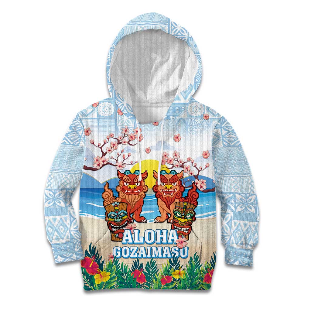 Hawaii And Japan Okinawa Kid Hoodie Aloha Gozaimasu Tiki With Shisa