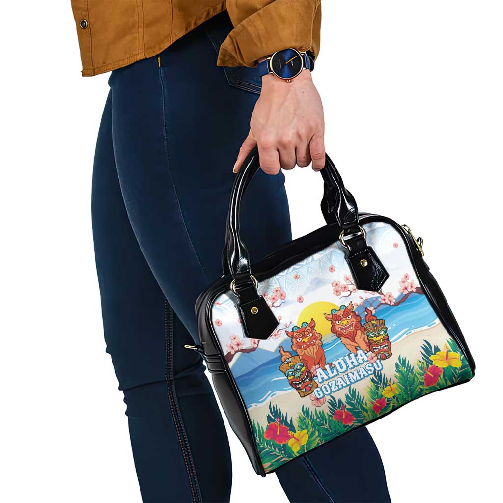 Hawaii And Japan Okinawa Shoulder Handbag Aloha Gozaimasu Tiki With Shisa