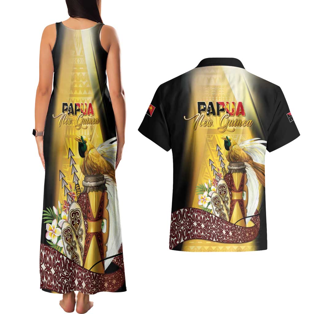 Papua New Guinea Couples Matching Tank Maxi Dress and Hawaiian Shirt 50 Years Of Independence - Polynesian Pride