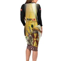 Papua New Guinea Family Matching Long Sleeve Bodycon Dress and Hawaiian Shirt 50 Years Of Independence - Polynesian Pride