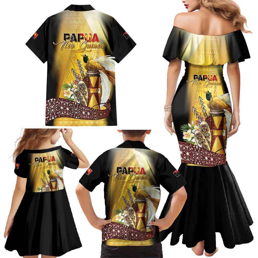 Papua New Guinea Family Matching Mermaid Dress and Hawaiian Shirt 50 Years Of Independence - Polynesian Pride