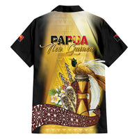 Papua New Guinea Family Matching Off The Shoulder Long Sleeve Dress and Hawaiian Shirt 50 Years Of Independence - Polynesian Pride