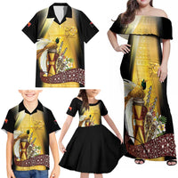Papua New Guinea Family Matching Off Shoulder Maxi Dress and Hawaiian Shirt 50 Years Of Independence - Polynesian Pride