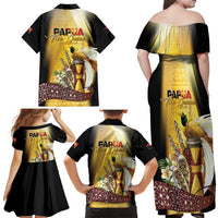 Papua New Guinea Family Matching Off Shoulder Maxi Dress and Hawaiian Shirt 50 Years Of Independence - Polynesian Pride
