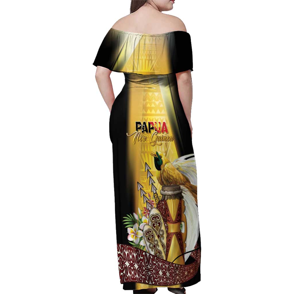 Papua New Guinea Family Matching Off Shoulder Maxi Dress and Hawaiian Shirt 50 Years Of Independence - Polynesian Pride