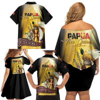Papua New Guinea Family Matching Off Shoulder Short Dress and Hawaiian Shirt 50 Years Of Independence - Polynesian Pride
