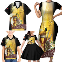 Papua New Guinea Family Matching Short Sleeve Bodycon Dress and Hawaiian Shirt 50 Years Of Independence - Polynesian Pride