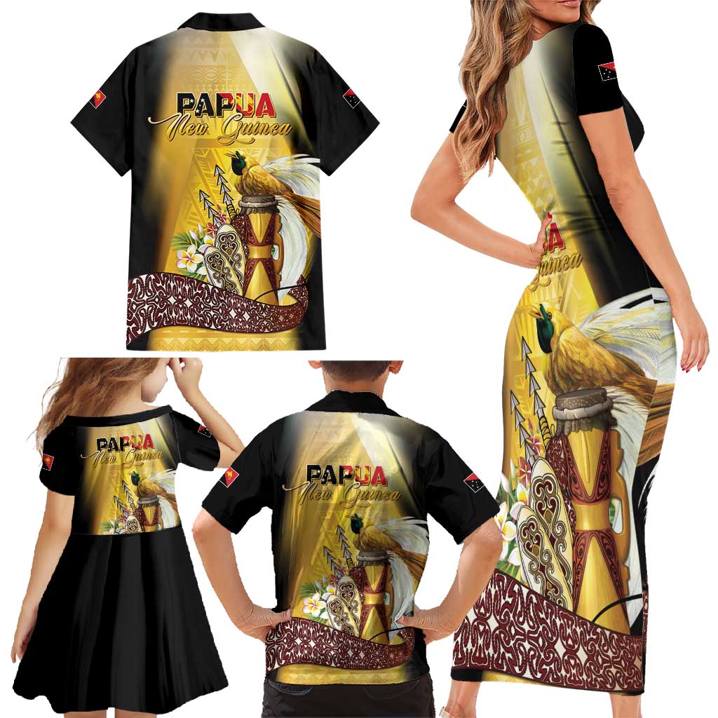 Papua New Guinea Family Matching Short Sleeve Bodycon Dress and Hawaiian Shirt 50 Years Of Independence - Polynesian Pride