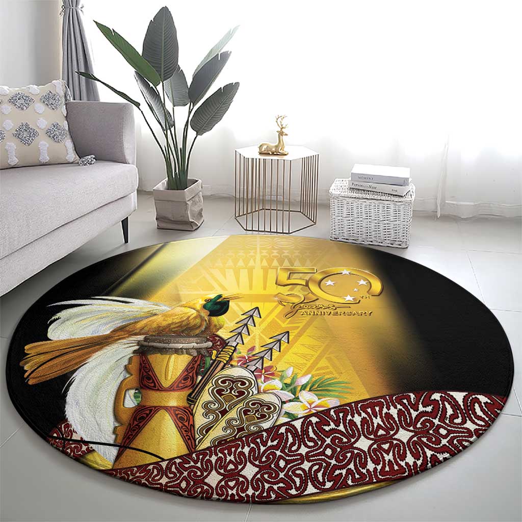 Papua New Guinea Round Carpet 50 Years Of Independence - Polynesian Pride