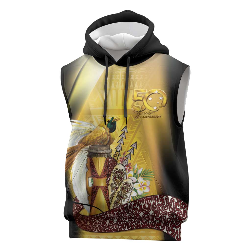 Papua New Guinea Sleeveless Hoodie 50 Years Of Independence - Polynesian Pride