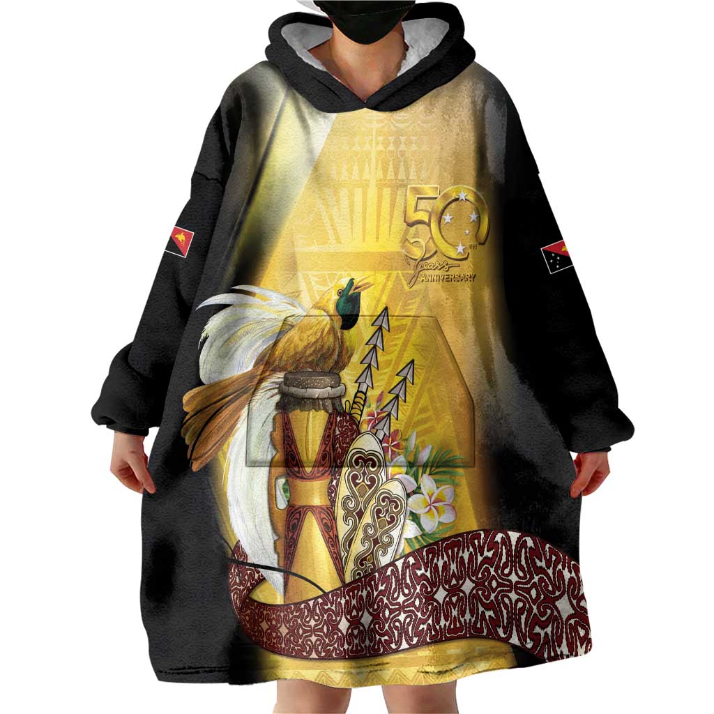 Papua New Guinea Wearable Blanket Hoodie 50 Years Of Independence - Polynesian Pride